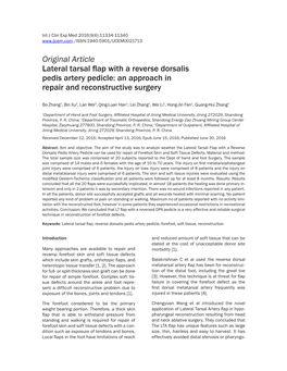 Original Article Lateral Tarsal Flap with a Reverse Dorsalis Pedis Artery Pedicle: an Approach in Repair and Reconstructive Surgery