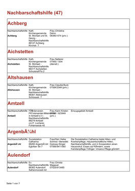 (47) Achberg Aichstetten Altshausen Amtzell Argenbã¼hl Aulendorf