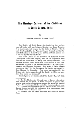 The Marriage Customs of the Christians in South Canara, India