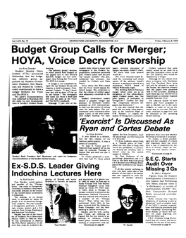 Budget Group Calls for Merger; HOVA, Voice Decry Censorship by Ken Zemsky Meeting