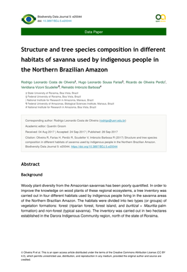 Structure and Tree Species Composition in Different Habitats of Savanna Used by Indigenous People in the Northern Brazilian Amazon