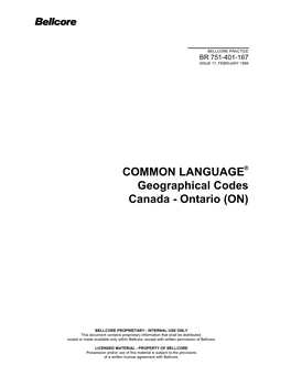 Common Language(R) Geographical Codes Canada