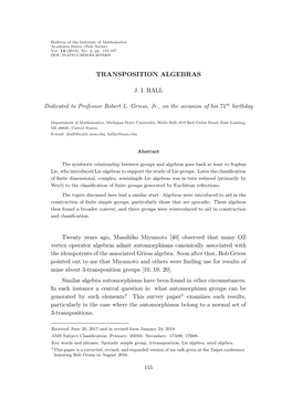 Transposition Algebras