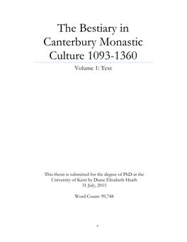 The Bestiary in Canterbury Monastic Culture 1093-1360 Volume 1: Text