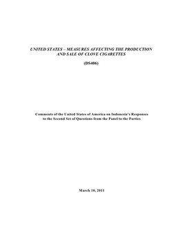 United States – Measures Affecting the Production and Sale of Clove Cigarettes (Ds406)