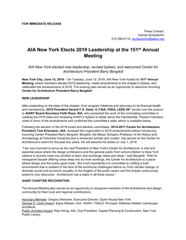 AIA New York Elects 2019 Leadership at the 151St Annual Meeting