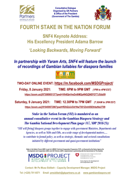 SNF4 Programme – 8 & 9 Jan 2021
