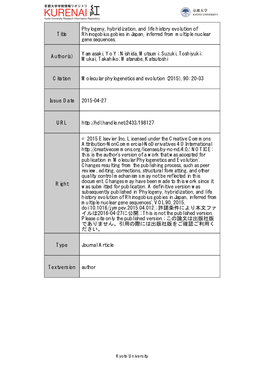Title Phylogeny, Hybridization, and Life History Evolution of Rhinogobius Gobies in Japan, Inferred from Multiple Nuclear Gene S