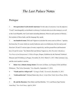 The Last Palace Notes