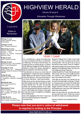 HIGHVIEW HERALD Volume 30 Issue 9