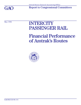 Financial Performance of Amtrak's Routes GAO/RCED-98-151