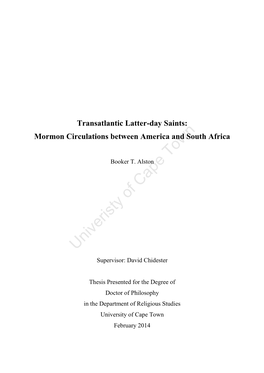 Mormon Circulations Between America and South Africa
