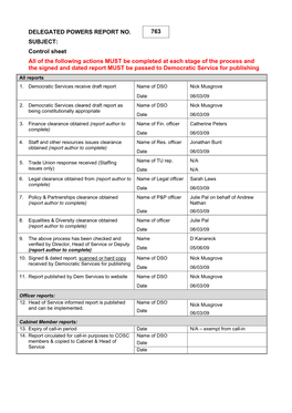 Delegated Powers Report No