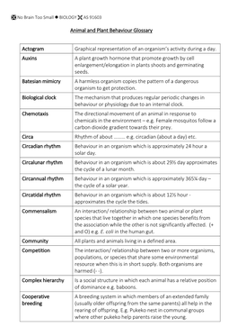 Animal and Plant Behaviour Glossary Actogram Graphical Representation