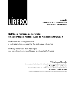 Netflix E O Mercado Da Nostalgia: Uma Abordagem Metodológica Da Minissérie Hollywood