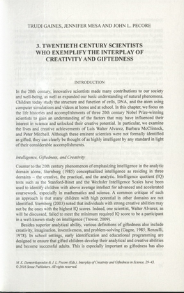 3. Twentieth Century Scientists Who Exemplify the Interplay of Creativity and Giftedness