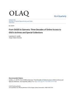 From OASIS to Samvera: Three Decades of Online Access to OSU's
