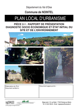 Plan Local D'urbanisme Pièce 2-1 : Rapport De Présentation Diagnostic Socio Économique Et État Initial Du Site Et De L’Environnement