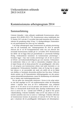 Kommissionens Arbetsprogram 2014