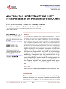 Analysis of Soil Fertility Quality and Heavy Metal Pollution in the Dawen River Basin, China