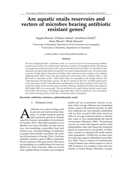 Are Aquatic Snails Reservoirs and Vectors of Microbes Bearing Antibiotic Resistant Genes?