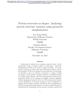 Protein Structures As Shapes: Analysing Protein Structure Variation Using Geometric Morphometrics