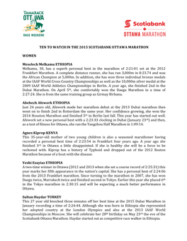 Ten to Watch – 2015 Scotiabank Ottawa Marathon