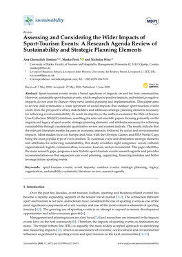 Assessing and Considering the Wider Impacts of Sport-Tourism Events: a Research Agenda Review of Sustainability and Strategic Planning Elements