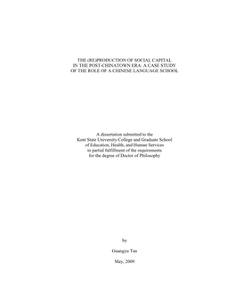 The (Re)Production of Social Capital in the Post-Chinatown Era: a Case Study of the Role of a Chinese Language School