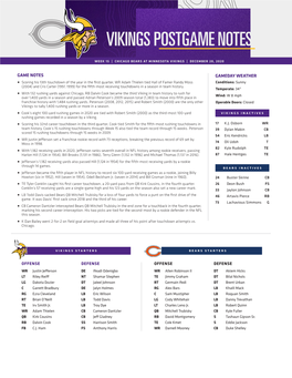 Vikings Postgame Notes