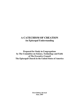 A CATECHISM of CREATION an Episcopal Understanding