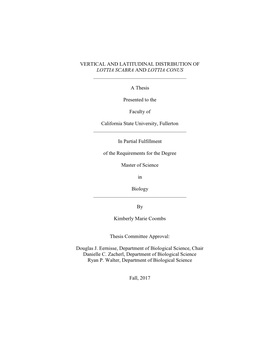 Vertical and Latitudinal Distribution of Lottia Scabra and Lottia Conus ______