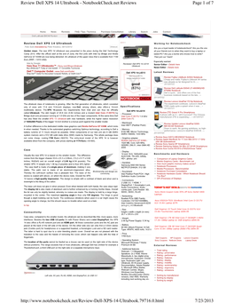 Review Dell XPS 14 Ultrabook - Notebookcheck.Net Reviews Page 1 of 7