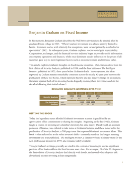 Benjamin Graham on Fixed Income