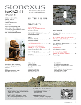 Stonexus the PERIODICAL PUBLICATION Magazine of the STONE FOUNDATION Number Xii