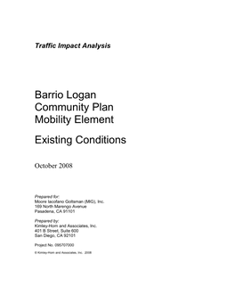 Barrio Logan Community Plan Mobility Element Existing Conditions