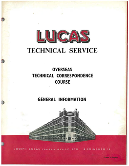 A Facinating Lucas Electrical Course Document