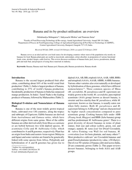 BANANA and ITS BY-PRODUCT UTILISATION: an OVERVIEW 323 Vol