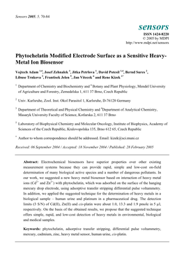 Phytochelatin Modified Electrode Surface As a Sensitive Heavy-Metal