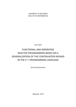 Functional and Imperative Reactive Programming Based on a Generalization of the Continuation Monad in the C++ Programming Language