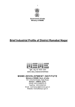 Brief Industrial Profile of District Ramabai Nagar