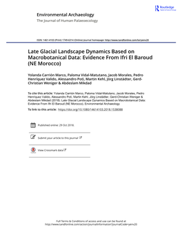 Late Glacial Landscape Dynamics Based on Macrobotanical Data: Evidence from Ifri El Baroud (NE Morocco)