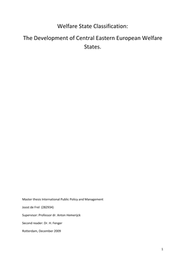 The Development of Central Eastern European Welfare States