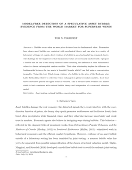 Modal-Free Detection of a Speculative Asset Bubble