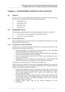 Chapter 6. ENGINEERING SURVEYS and ANALYSES