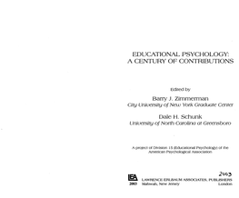 Educational Psychology: a Century of Contributions