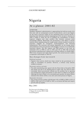 Nigeria at a Glance: 2001-02