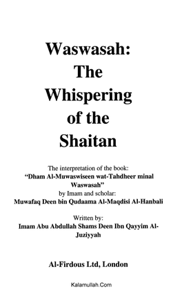 Waswasah: the Whispering of the Shaitan