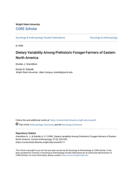 Dietary Variability Among Prehistoric Forager-Farmers of Eastern North America