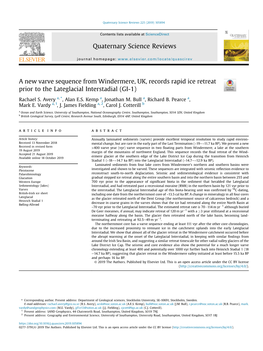 A New Varve Sequence from Windermere, UK, Records Rapid Ice Retreat Prior to the Lateglacial Interstadial (GI-1)